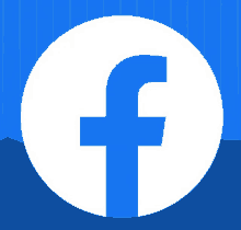 a facebook logo in a white circle with a blue background