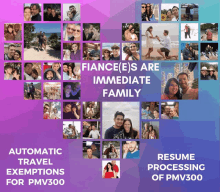 a poster that says fiance e 's are immediate family automatic travel exemptions for pmv300