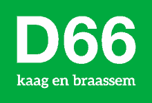 a green sign that says d66 kaag en braassem in white letters