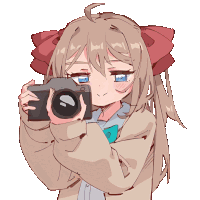 a drawing of a girl holding a camera in her hand