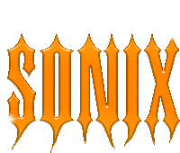 a logo for sonix is shown in orange letters on a white background