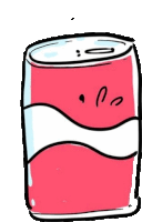 a cartoon drawing of a can of soda with a white stripe on the side