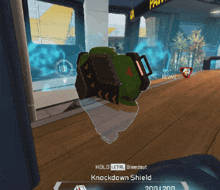 a screenshot of a video game that says knockdown shield on it