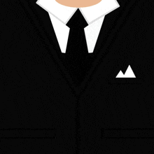 a black suit with a white shirt and tie has a white pocket square