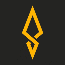 a yellow diamond on a black background with the letter s on it