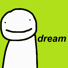 a drawing of a man with a smile and the word dream below it