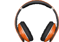 a pair of orange headphones on a white background .