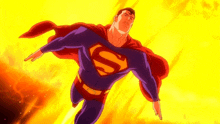 superman is flying through the air with an s on his chest