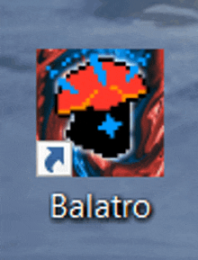 an app icon for balatro with a red and blue umbrella