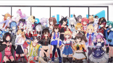 a group of anime characters are posing for a photo