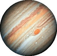 a picture of jupiter with a red spot in the center