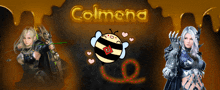 a cartoon of a bee with the word colmena on top