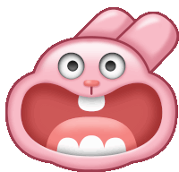 a cartoon bunny with its mouth open and teeth