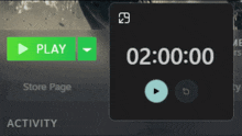 a screen shows a play button and a timer that says 01:59:59