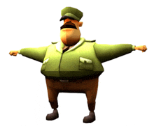 a cartoon character with a beard and mustache is wearing a green jacket