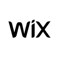 a black and white wix logo on a white background .