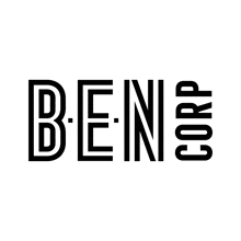 a black and white logo for bens corp