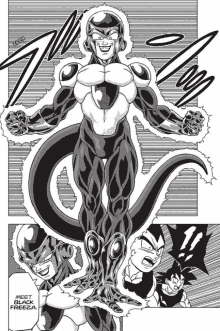 a black and white drawing of a dragon ball z character called black frieza