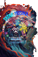 a colorful painting of a lion with the words " tatang musika " on it