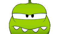 a cartoon drawing of a green monster with a very angry look on his face