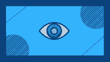 a blue background with a circle in the middle of an eye