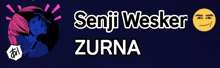 a banner for senji wesker zurna with a smiley face on it