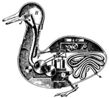 a black and white drawing of a duck with the letter h on it 's head