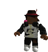 a roblox character is wearing headphones and a nike shirt