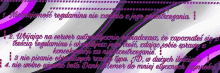 a purple and white striped background with a few lines of text on it