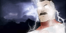 a cartoon of a man with lightning bolts coming from his eyes