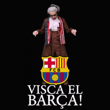 a fcb logo with a soccer ball in the middle on a black background