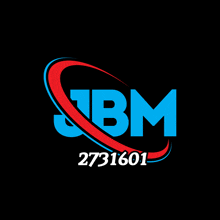 a blue and red logo for jbm 273163 on a black background