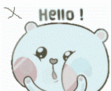 a cartoon of a teddy bear saying hello