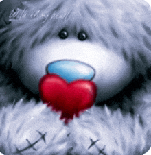 a teddy bear with a red heart in its mouth and the words let 's always heart below it