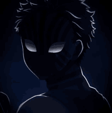 a drawing of a person 's face with glowing eyes in the dark