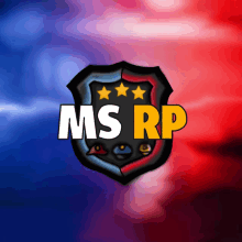 a logo for ms rp with a blue and red background