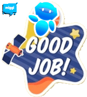 a sticker that says good job with a rocket on it