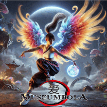 a poster of a woman with wings and the words museumbola