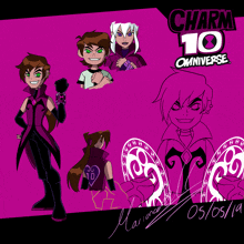 a poster for charm 10 omniverse with a drawing of a girl