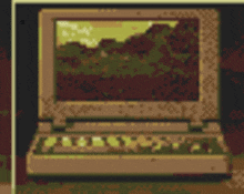 a pixel art drawing of an old computer