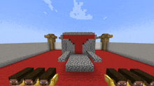 a chair with a red t on it in a minecraft world