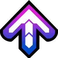 a purple and blue arrow pointing upwards with a white background