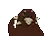 a pixel art illustration of an otter waving its tail .