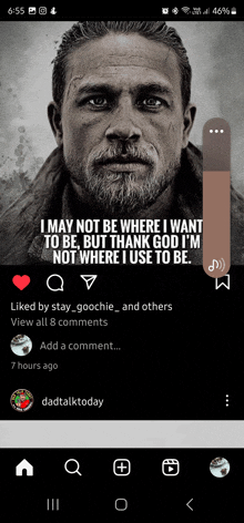 a picture of a man with a quote on it that says i may not be where i want to be