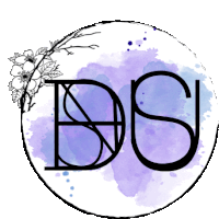 a logo for a company called ds with a purple watercolor background