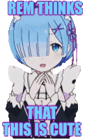 a picture of rem from re zero starting life in another world that says rem thinks that this is cute