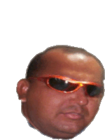 a man wearing sunglasses looks at the camera with a white background