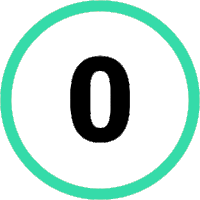 a green circle with a black number 0 inside