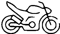 a black and white line drawing of a motorcycle on a white background .