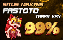 an advertisement for situs maxwin fastoto tanpa vpn with a lion